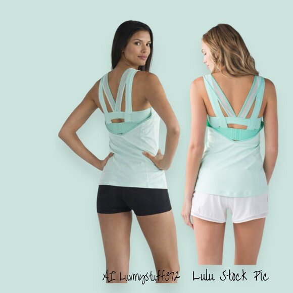 🎉2 FOR 1!!!🎉Cute Lululemon Super Sport Tank in Sea Mist & FREE Black Shorts - Picture 11 of 13